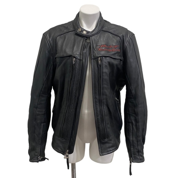 Harley-Davidson Jackets & Blazers - HARLEY DAVIDSON black leather jacket sz MEDUIM - motorcycle - grunge - Goth